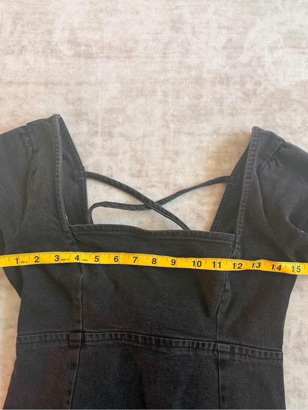 Hollister Black Square Neck Mini Dress with Back Straps - Picture 3 of 11